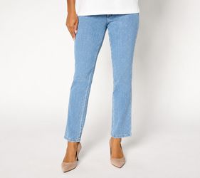 Belle by Kim Gravel Flexibelle Straight-Leg BelleCurve Jeans Lakeside Wash, 14