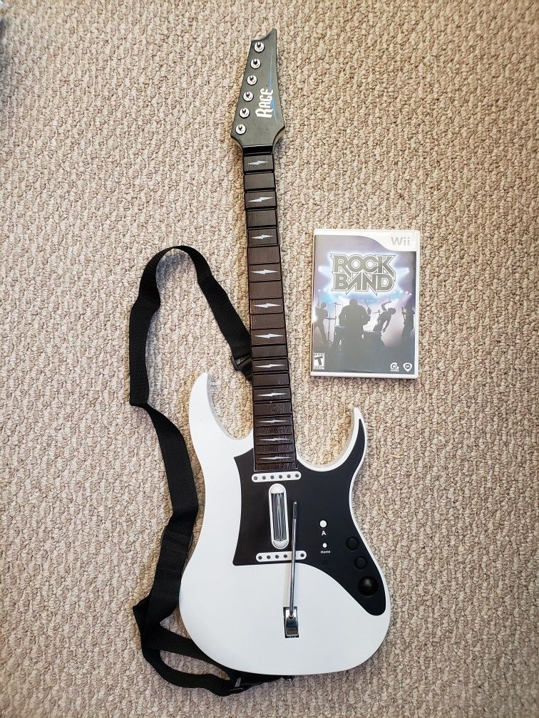 Rage Guitar for Wii W/Strap & Rock Band Game