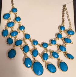 Necklace Turquoise Brown Stone Gold Tone Reversible Beaded Necklace