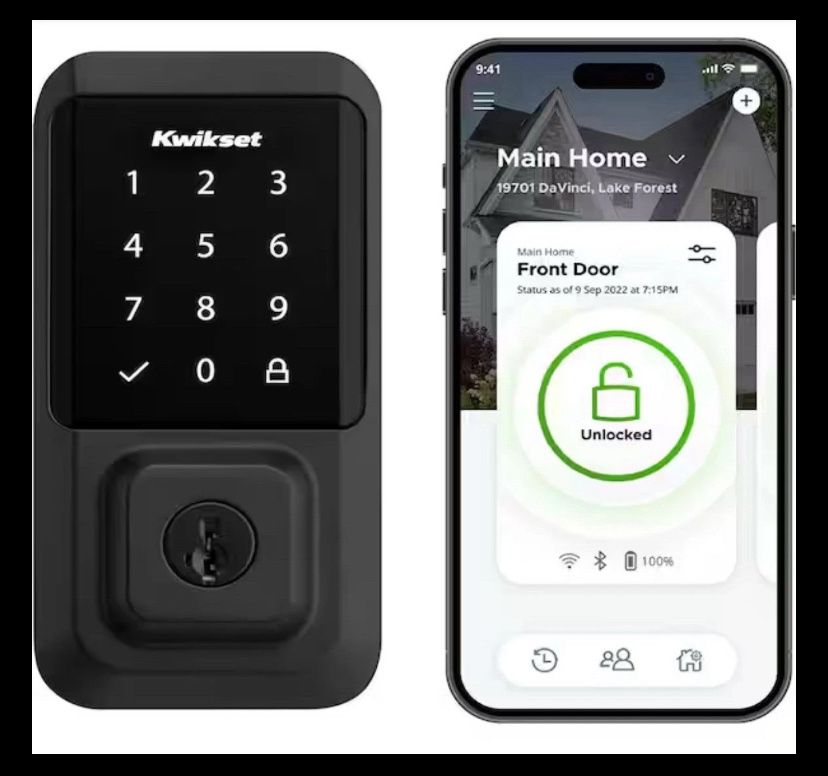 Kwikset HALO Matte Black Touchscreen WiFi Keypad Electronic Single-Cylinder Smart Lock Deadbolt featuring SmartKey Security