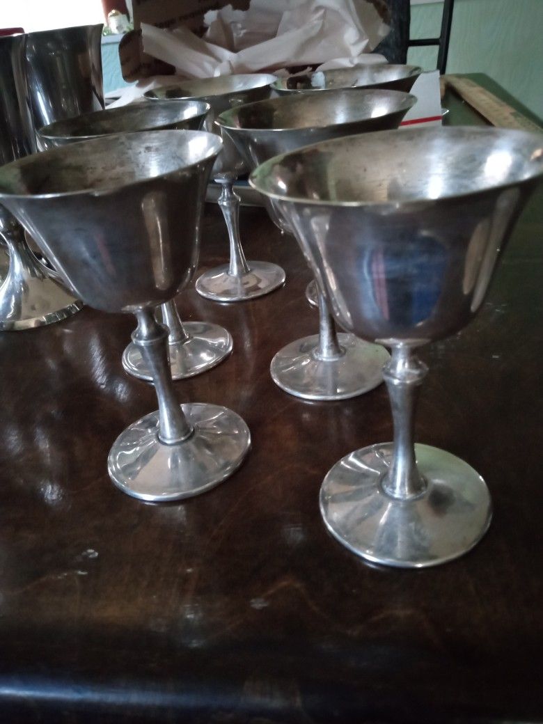 Set of 6 Silver Plated Goblets