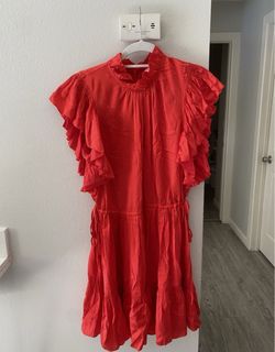 Kate Spade Red Silk Blend Ruffle Dress Size 14