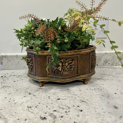 Artificial Plant/Gold Planter (1 Ft 5” Tall)