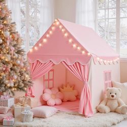 Wilwolfer Kid Tent with Mat and Star Lights, Kids Play Tents for Toddlers Kids Tents Indoor & Outdoor Playhouse - Princess Tent for Toy House Birthday