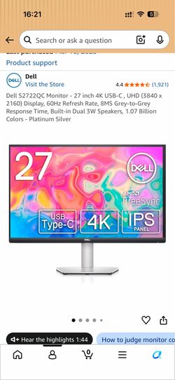 Dell 27 inch monitor - damaged LCD, for part/repair