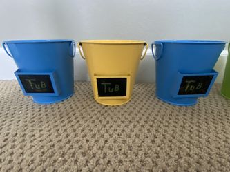See Of 6 Metal Colorful Small Buckets 