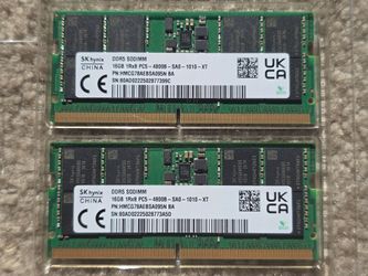 SK Hynix 32GB DDR5 SODIMM 16x2 1Rx8 PC5-4800B-SA0-1010-XT HMCG78AEBSA095N BA