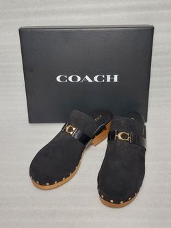COACH designer Clogs slides sandals slip ons. Authentic. New In Box. Black. Size 9 women's shoes