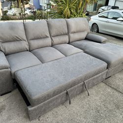 Dark Gray Sleeper Sectional Couch-FREE Delivery