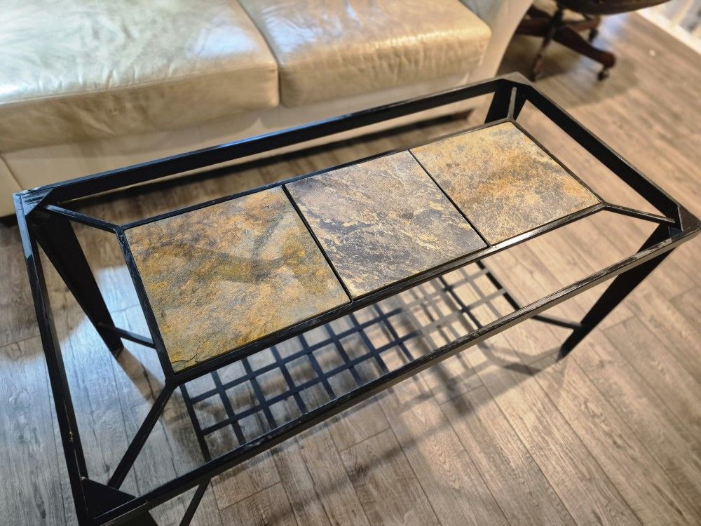 Coffee table with natural stone inlay