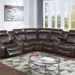 Brand New Super Plush Power Reclining Gel Leather Sectional 