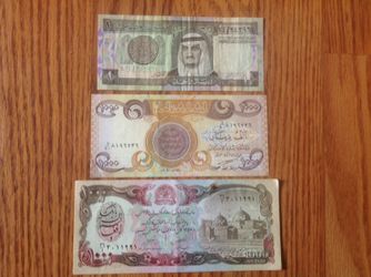 Afghanistan, Iraq, Saudi Arabia, Banknotes