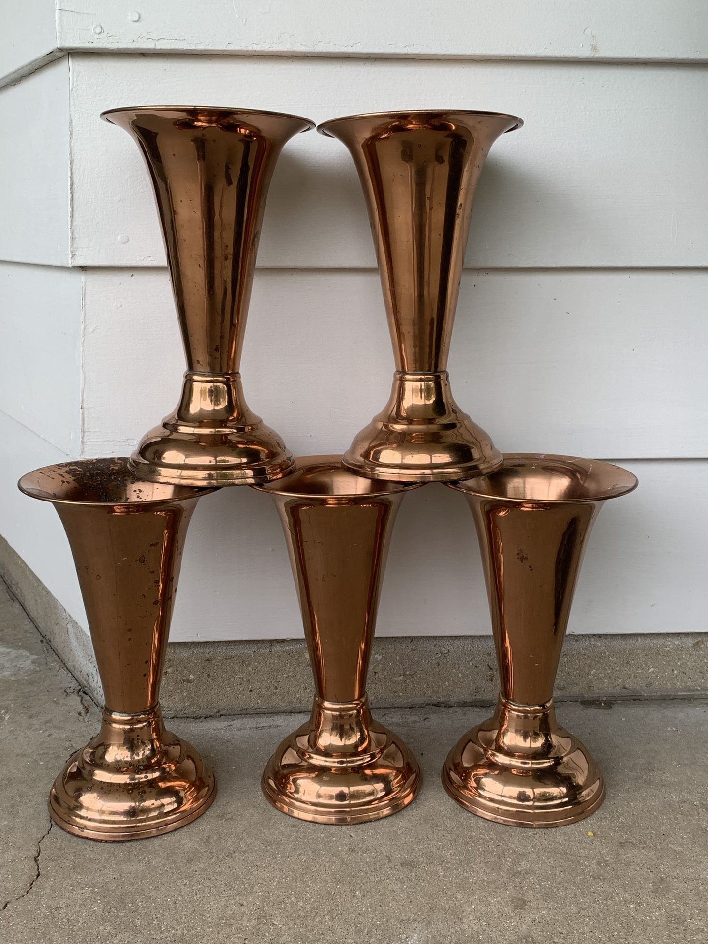 Copper Trumpet Vases Lot