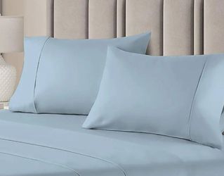2 Pack King Size Pillowcases, Microfiber, Light Blue