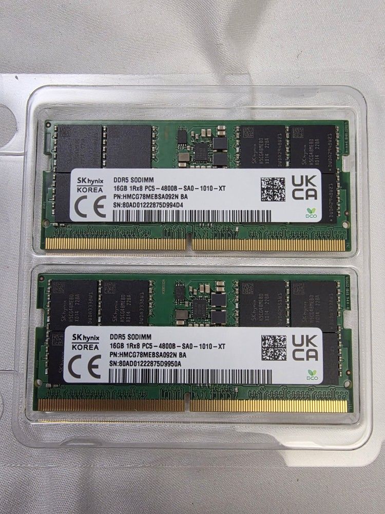 32GB (2 X 16GB) DDR5-4800 SODIMM Laptop Ram