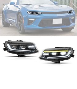 Fits 16-18 Chevrolet Camaro DRL LED Projector Headlights Front Lamps Assembly