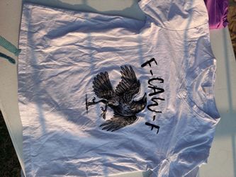 White Graphic Tee F-CAW-F Crow Print