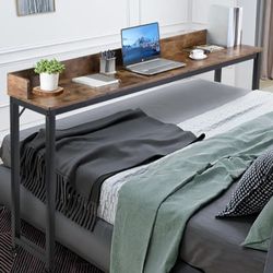 Arlopu Overbed Table with 360° Wheels, Queen Size Mobile Bed Desk, Standing Workstation Laptop Cart, Over Bed Table w/Heavy D
