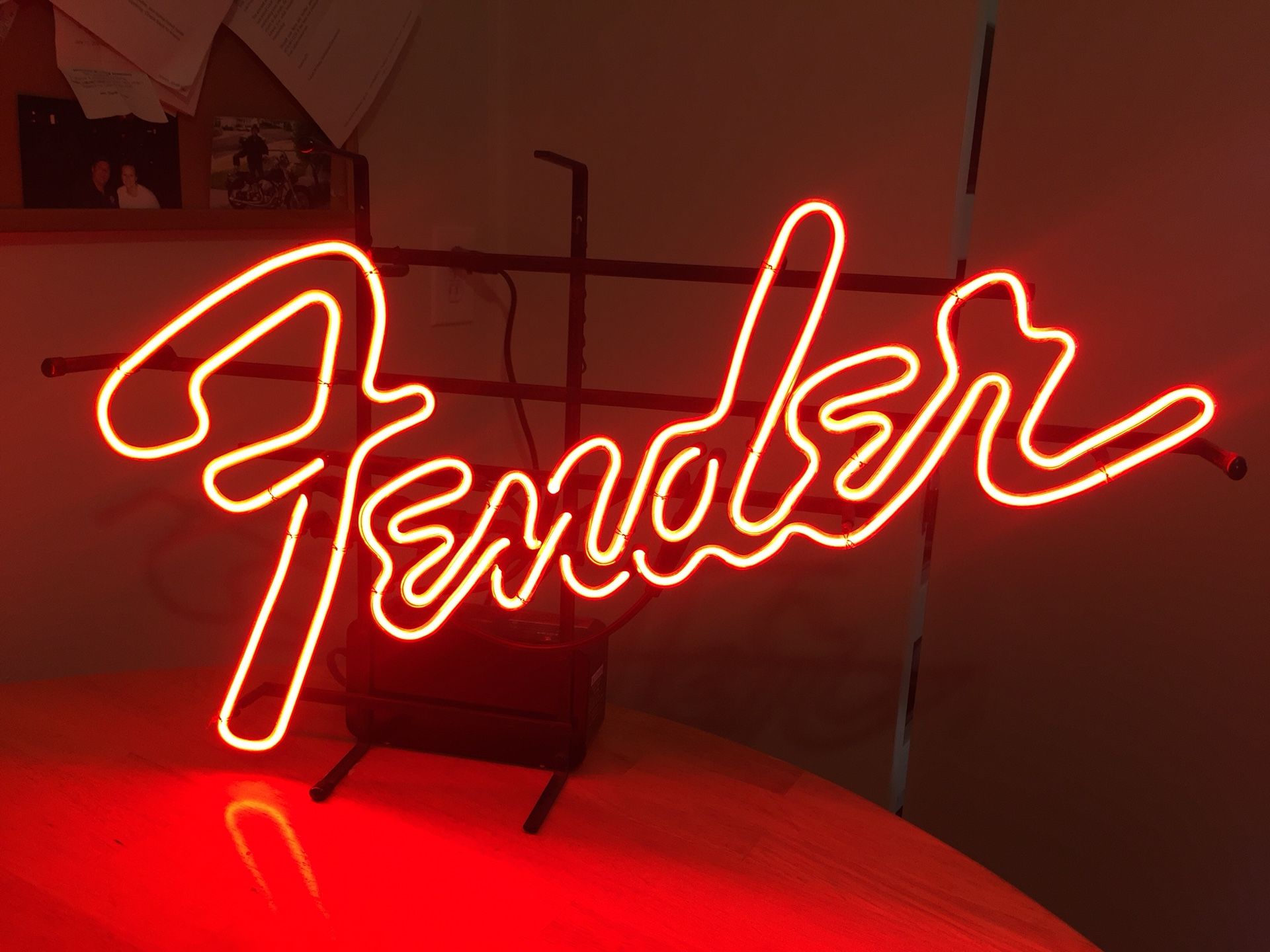 Neon Fender Sign with Stand