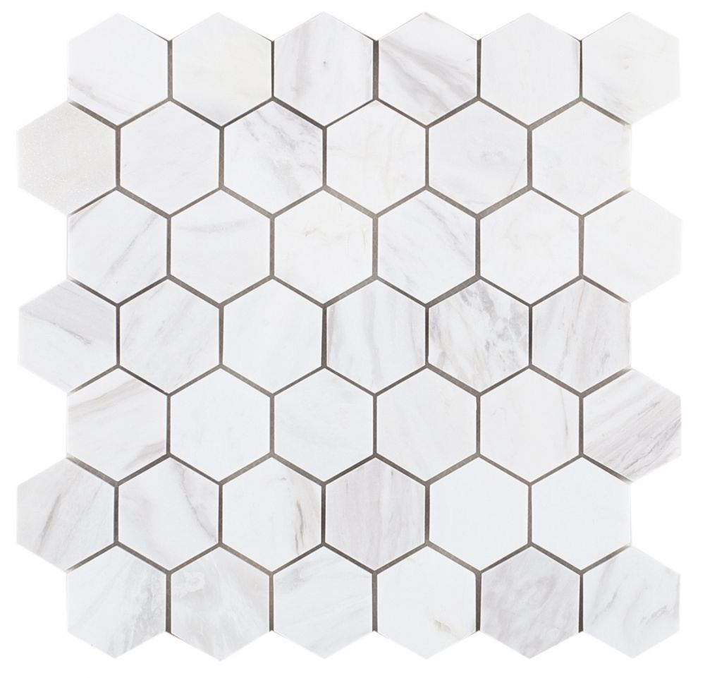 Elysian Hexagon White 2x2 Tile