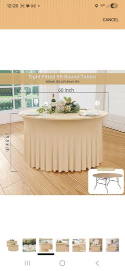 6pack beige spandex round tablecloth 60 inches spandex to 120inches for 5 ft tables