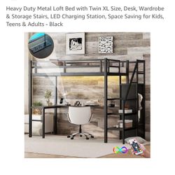 Loft Bed With Led Lights And Desk New !!