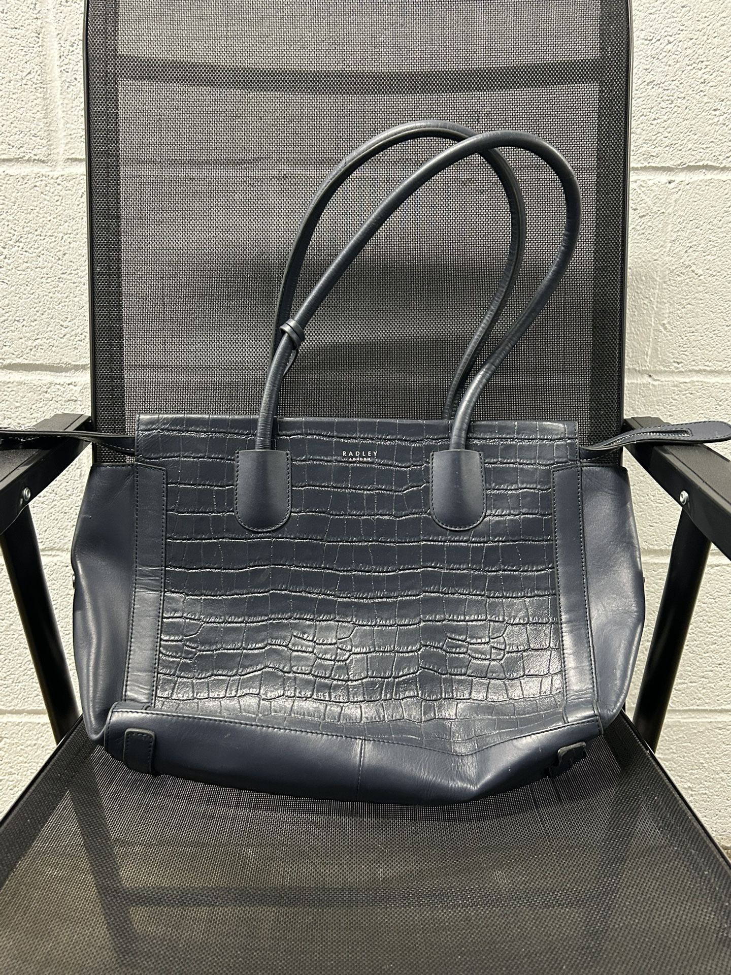 RADLEY NAVY KELHAM GARDENS LEATHER FAUX CROCODILE ADJUSTABLE BAG BNWT