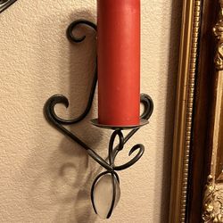 Wrought Iron And Glass Candle Sconces