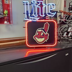 Cleveland Indians Chief Wahoo Miller Lite Neon