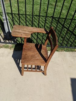 Vintage Wood Student Desk / Chair