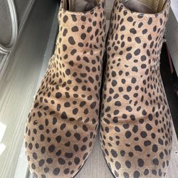 Leopard Microfiber Suede Print Ankle Boot Girls Size 2