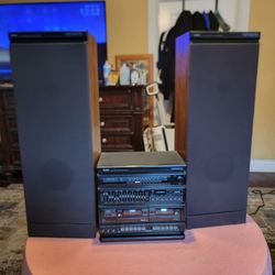 Yorx Newave Compact Audio Sound System AM/FM With Dual Cassette Decks And Original Speakers