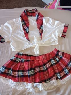 RAVE WEAR... Schoolgirl Costume Set Plaid Skirt and Top