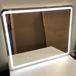 40 x 32 LED Bathroom Mirror with Metal Edge and Antifog