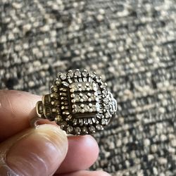Sterling Silver Genuine Diamond Cluster Ring Size 9