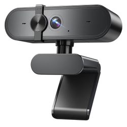 1080P Webcam Computer Camera with Microphone & Wide View - Auto Light Correction Webcam for PC, Mac, Laptop, Desktop - Built-in Privacy Cover Plug & P