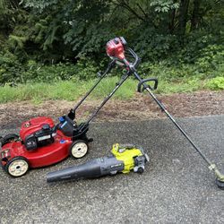 Lawn mower, Trimmer, Leaf Blower 