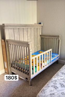 Soho Baby Hampton 4-in-1 Convertible Crib — Stone Wash finish (distressed grey)