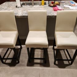 3  Leather Counter Stools