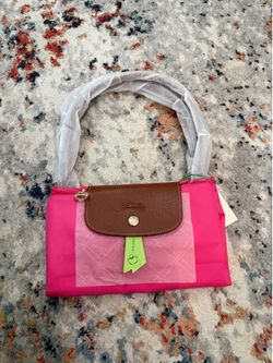 Hot pink longchamp tote bag