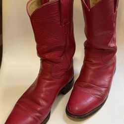 JUSTIN Red Leather Cowboy Boots Women's Size 6.5 B style L3055 USA