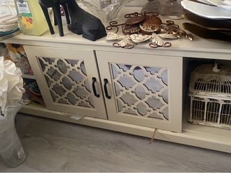 Tv desk shelf entertainment table with glass on design door