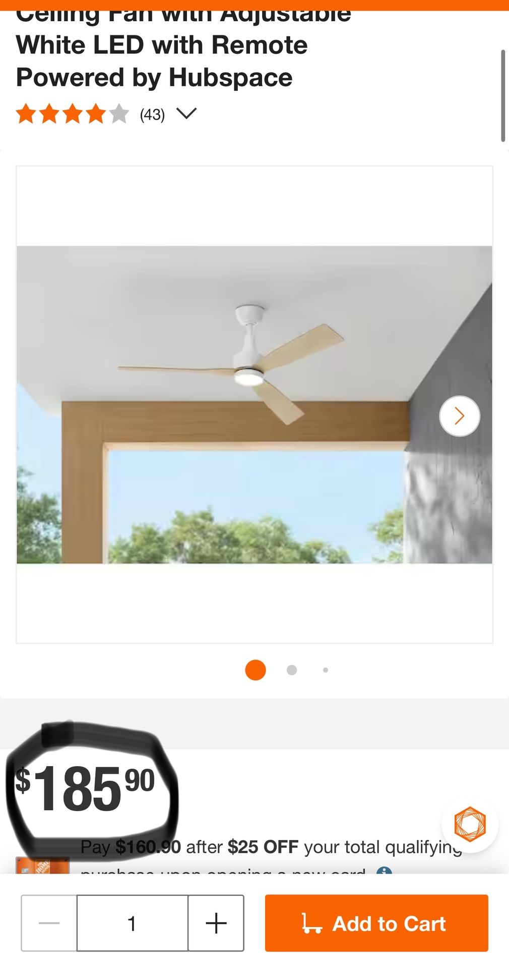 NEW Ryland 52” Smart Ceiling Fan – Indoor/Outdoor – Matte White LED Light – Never Opened w/ Remote (Hubspace)