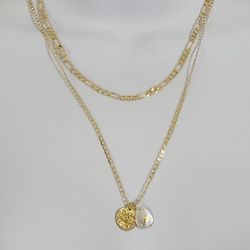 14k Gold Plated Doble Chain Necklace 
