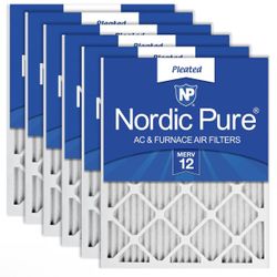 Nordic Pure 16x20x1 (15 1/2 x 19 1/2 x 3/4) Pleated MERV 12 Air Filters 6 Pack