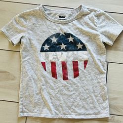 Levi's Boys Girls Sz. S 7/8 Gray American Flag Circle Graphic Tee 4th of July 