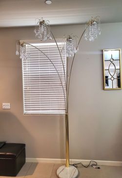 Gold Crystal Style 4-Light Arch Floor Lamp 91" Tall With Heavy Marble Base BRAND NEW