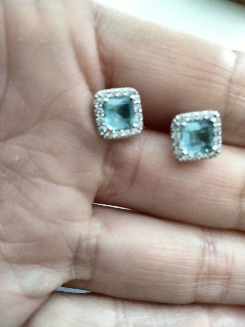 925 Aquamarine Sterling Silver Earrings