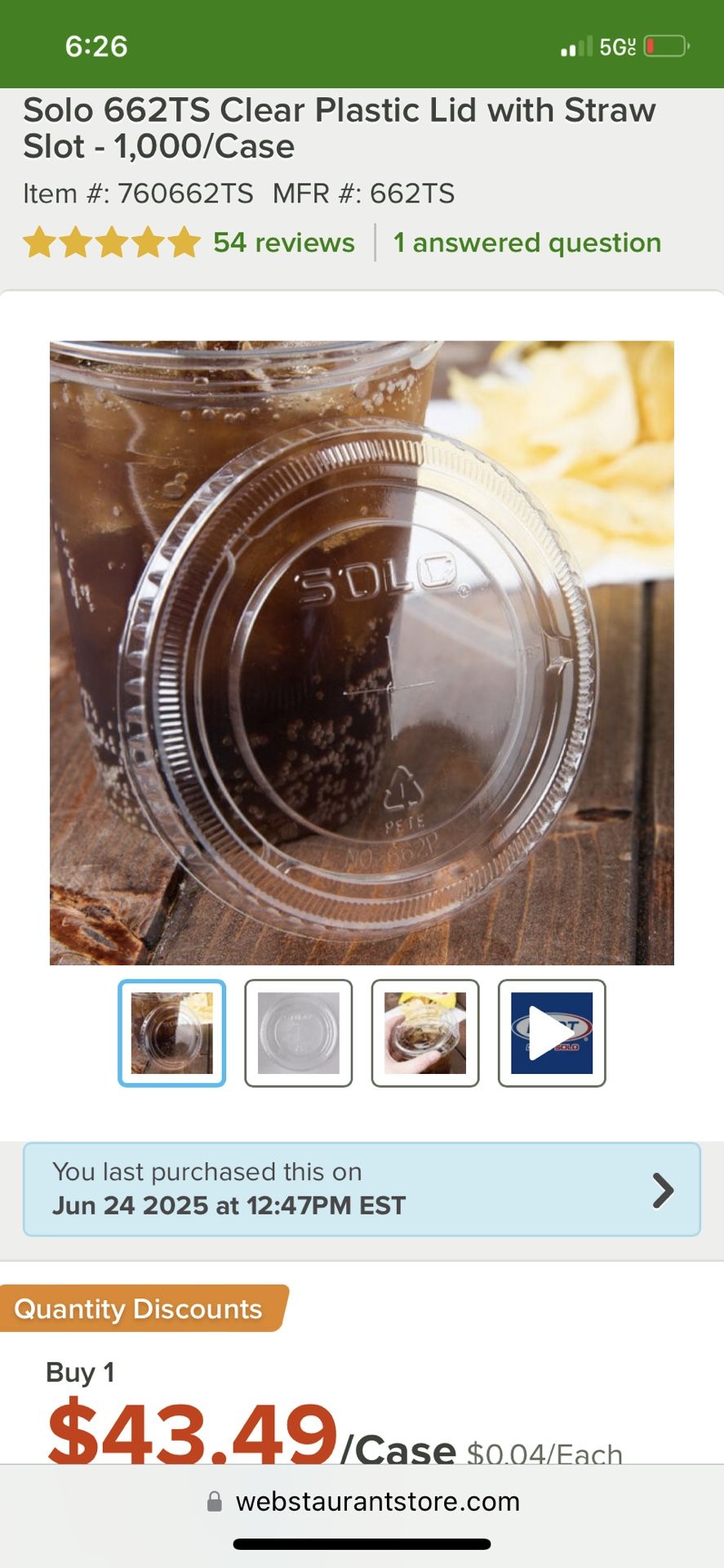 700 Dart Clear Slotted Lid $10