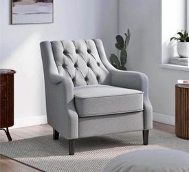 DHP Lannon Upholstered Accent Chair, Light Gray Linen